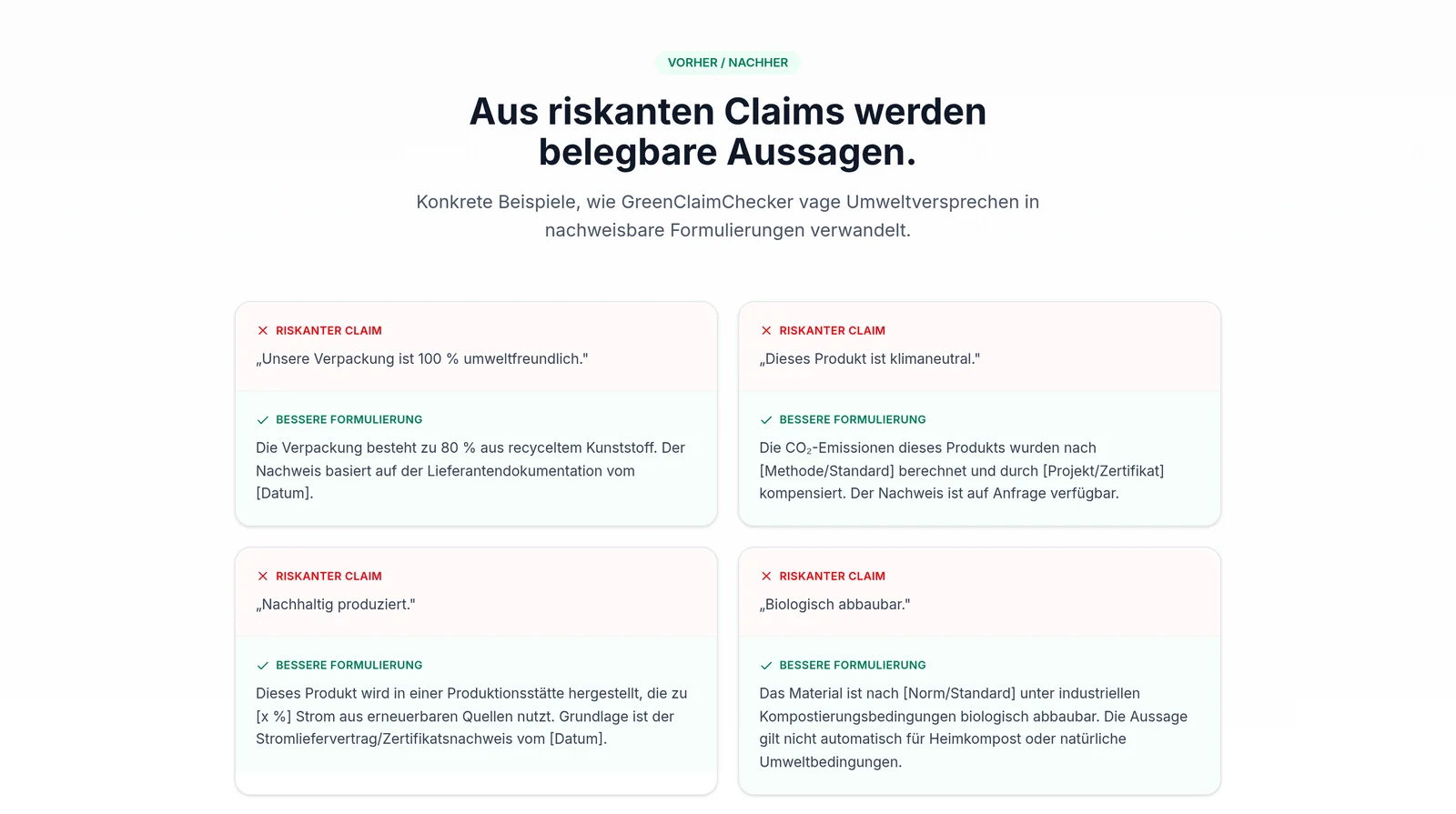 GreenClaimChecker - Better wording