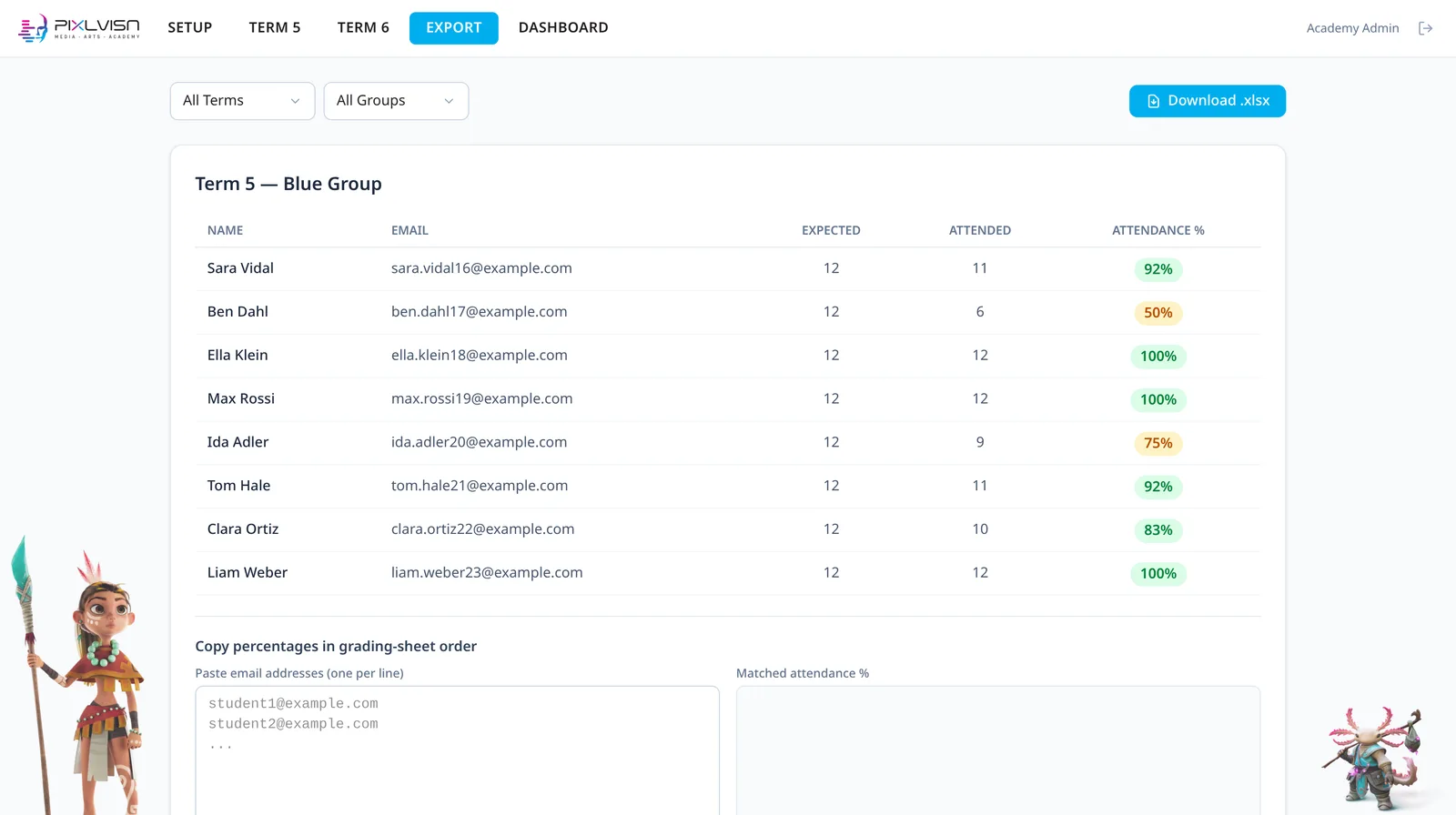 PIXL VISN Attendance Tracker - Export